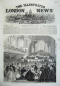 Old Antique Print 1865 Manchester Salford Free Trade Hall Manchester Art 19th