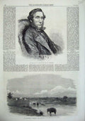 Old Antique Print 1865 Baikie African Traveller Himalayas Elephant Bootan 19th