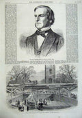 Old Antique Print Professor Boole College 1865 Cathedral Foundation Stone 19th