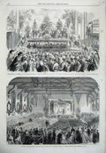 Old Antique Print 1865 Engineers School Woolwich Christmas Entertainment 19th