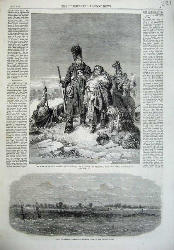 Old Antique Print Steamer Ship Florida James 1865 Moscow People Bellange 19th
