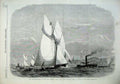 Original Old Antique Print 1865 Schooner Match Ship Gloriana Thames Yacht Club