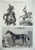 Original Old Antique Print Ely Horse Ascot Cup Races 1865 Queens Sport Trophy