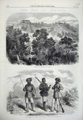 Old Antique Print Stockade Dewangiri 1865 War Bhootan Native Bengal Army 19th