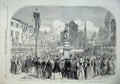 Original Old Antique Print 1865 Italy Statue Dante Festival Florence King Italy