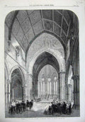 Old Antique Print Fine Art 1865 English Protestant Church Naples People 19th