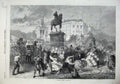 Old Antique Print 1865 Fine Art March Wind Statue Buildings Church Tower 19th