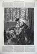Old Antique Print Fine Art 1865 Baby'S Corner Mother Child Cradle Wyburd 19th