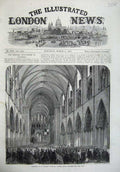 Original Old Antique Print 1865 St Patrick'S Cathedral Dublin Ireland Church