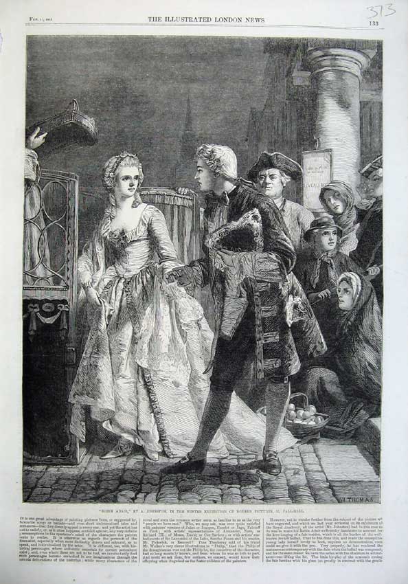 Original Old Antique Print 1865 Robin Adair Man Woman Romance Thomas Victorian