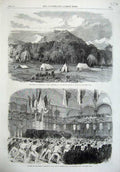 Old Antique Print 1865 Fort Dalimkote Bhootan Gymnastics German Pancras 19th
