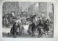 Original Old Antique Print 1865 Hard Frost Streets London Winter Horse Carriage