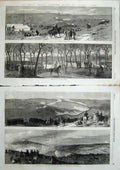Old Antique Print Brighton 1865 Rifle Match Sheepcote Attack Muster Hill 19th