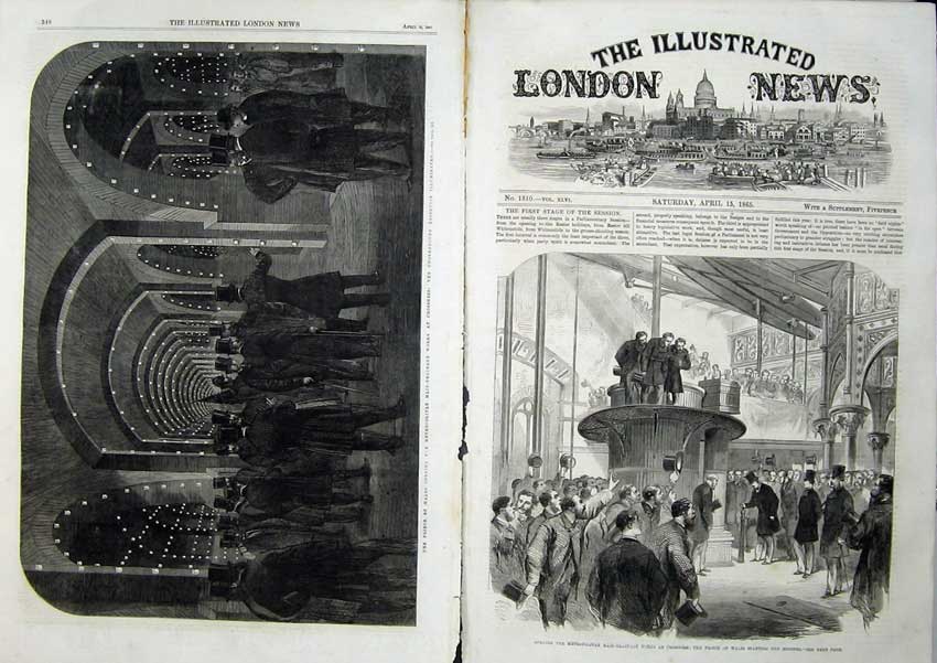Original Old Antique Print 1865 Fine Art Prince Wales Crossness Drainage Works