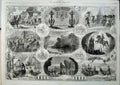 Original Old Antique Print 1865 Christmas Pantomimes Theatre Drury Haymarket