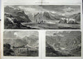 Original Old Antique Print Cashmere Thibet 1865 Skardo Mountains Fort Baramula