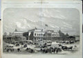Antique Old Print 1865Dublin International Building Ireland Palace Garden 19th