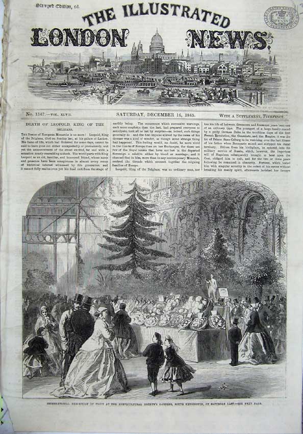 Old Antique Print 1865 Kensington Fruit Horticultural Exhibition Building 19th