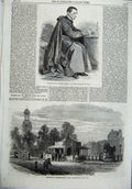 Original Old Antique Print 1865 Monsignore Merode Pope Turnpike-Gate Kennington