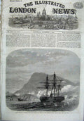 Old Antique Print 1865 Ship H.M.S Bulldog Flotilla Forts Cape Haytien War 19th