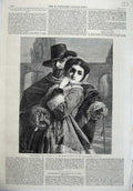 Old Antique Print 1865 Man Woman Romance Guardian Elmore Fine Art French 19th