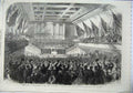 Old Antique Print 1865 Presentation Freedon City Glasgow Gladstone Hall 19th