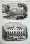 Original Old Antique Print 1865 Broadlands Lord Palmerston Cambridge Piccadilly