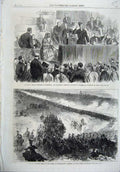 Old Antique Print 1865 Congress Sheffield Manockjee Sham Fight Dover War 19th