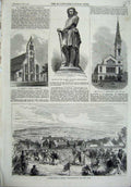 Old Antique Print Harvest Bywell 1865 Statue Gaulish Church Westminster 19th