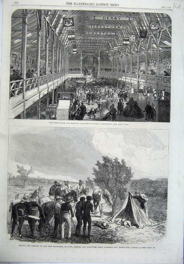 Old Antique Print Industrial Nottingham 1865 Bodies Exploreres Australia 19th