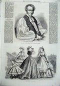 Original Old Antique Print Paris Fashion 1865 Dr Jacobson Bishop Chester Church