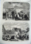 Old Antique Print 1865 Islington London Exhibition Arts Amberley Castle 19th