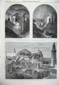 Old Antique Print 1865 Church Pudentiana Chamber Novatus Latin Jerusalem 19th