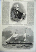 Original Old Antique Print Mr Isaac Taylor 1865 Steam Ship Ruahini Panama Mail