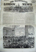 Original Old Antique Print 1865 London Election Guildhall Nominations Voting
