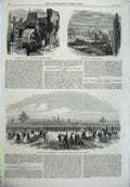 Original Old Antique Print Monument Battle Bull Virginia 1865 Railway Virginia
