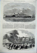 Original Old Antique Print 1865 Steam Ship Alexandra Thames Barclay Leytonstone