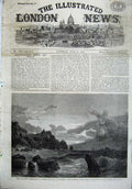 Old Antique Print 1865 Lands End Sunset Stormy Night Cliffs Sea Fine Art 19th