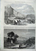 Original Old Antique Print 1865 Election Roit Nottingham Princess Theatre Arrah