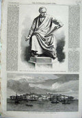 Old Antique Print Statue Charles Barry Westminster 1865 Sombrero Leeward 19th