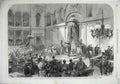 Original Old Antique Print 1865 King LeopBelgian Senate Chamber Deputies Army