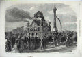 Original Old Antique Print 1865 Funeral King Belgians Column Brussels Place Art