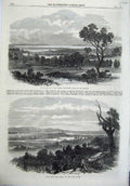 Old Antique Print 1865 Botany Bay Australia Cook'S River Dam Heads Hills 19th