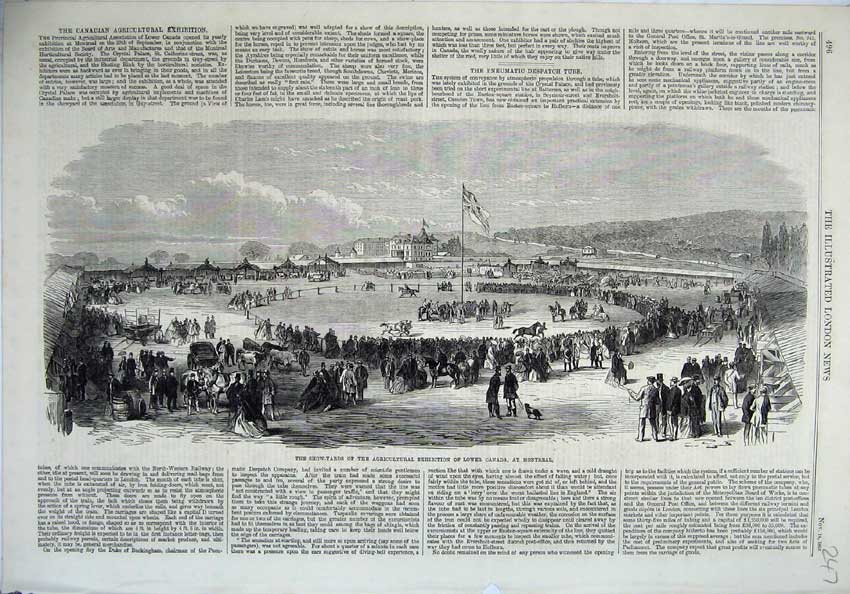 Old Antique Print 1865 Show Yard Agricultural Canada Montreal Exhibition 19th