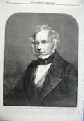 Old Antique Print Portrait Lord Palmerston 1865 Treasury Parliament Art 19th