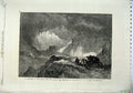 Old Antique Print 1865 Snowstorm Mont Cenis Horse Coach Farnley Hall Art 19th
