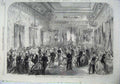Old Antique Print 1865 Ball Hotel Ville Men Women Dancing Music Fine Art 19th