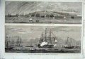 Original Old Antique Print 1865 British Channel Squadron Ship Cherbourg Harbour