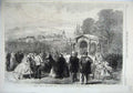 Original Old Antique Print 1865 View Baden-Baden Hills Houses People Trees Fine