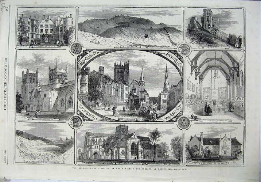 Old Antique Print 1865Archaeological Institute Britain Ireland Dorchester 19th